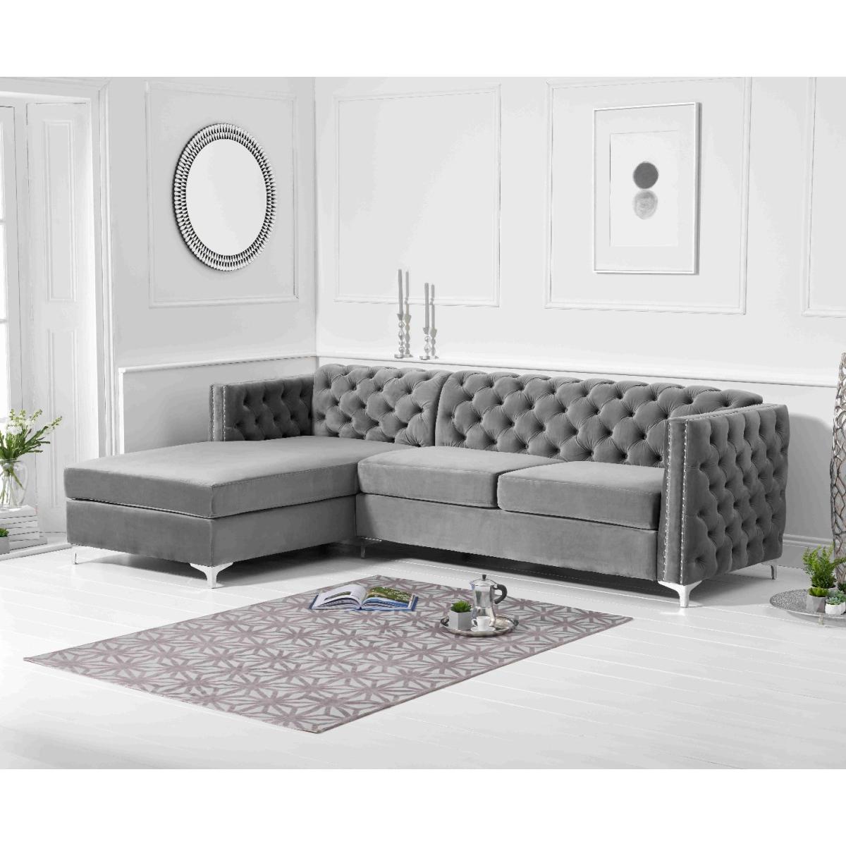 Mistral Left Facing Grey Velvet 4 Seater Corner Chaise Sofa – image 3