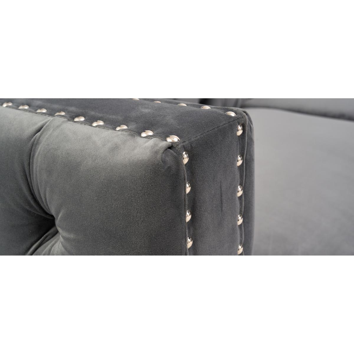 Mistral Left Facing Grey Velvet 4 Seater Corner Chaise Sofa – image 5