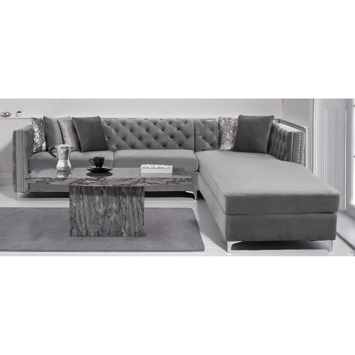 Mistral Left Facing Grey Velvet 4 Seater Corner Chaise Sofa – image 6