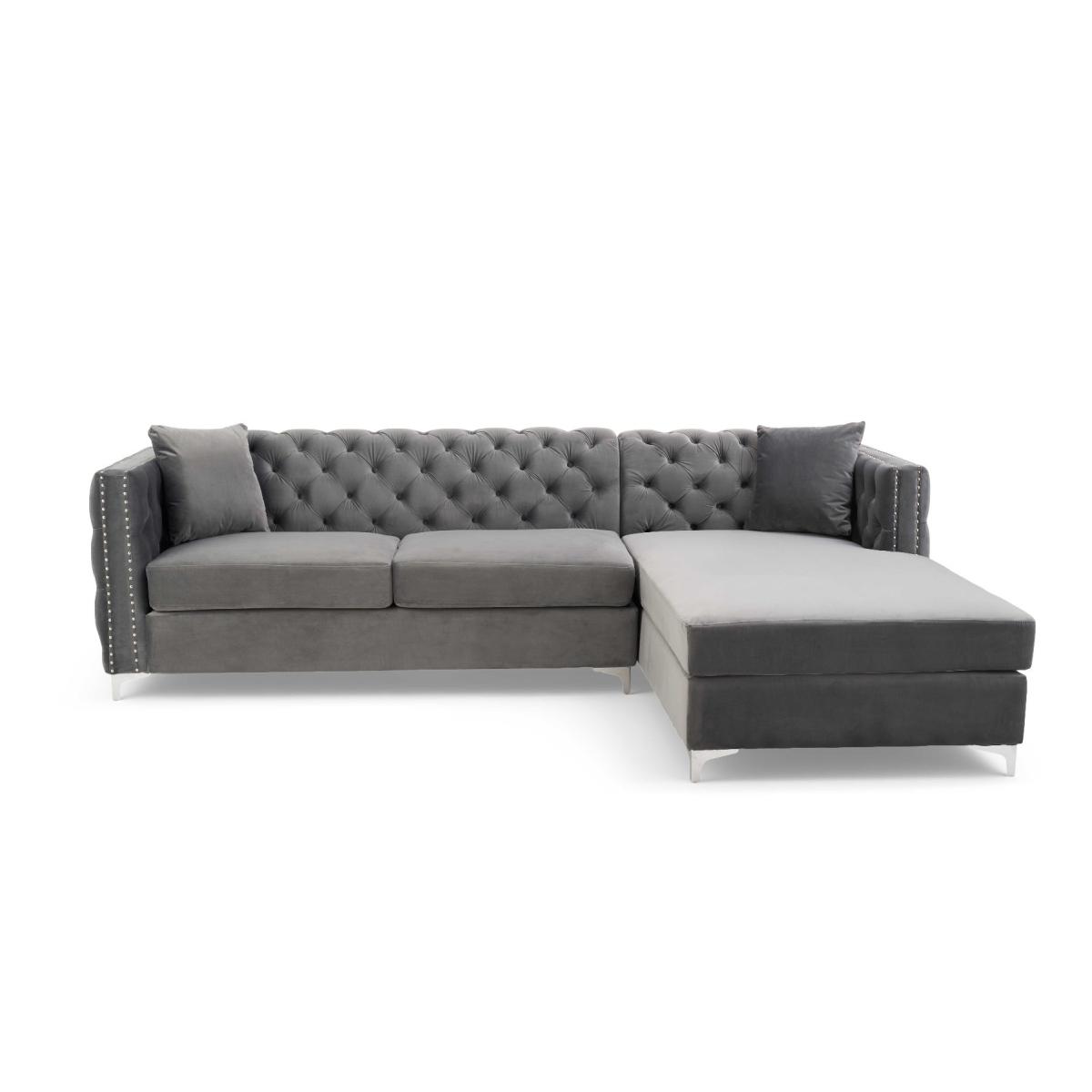Mistral Left Facing Grey Velvet 4 Seater Corner Chaise Sofa – image 8