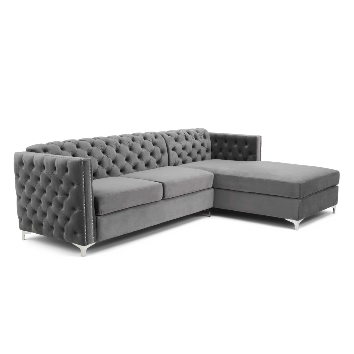 Mistral Left Facing Grey Velvet 4 Seater Corner Chaise Sofa – image 9