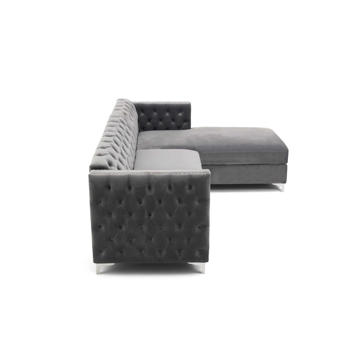 Mistral Left Facing Grey Velvet 4 Seater Corner Chaise Sofa – image 10