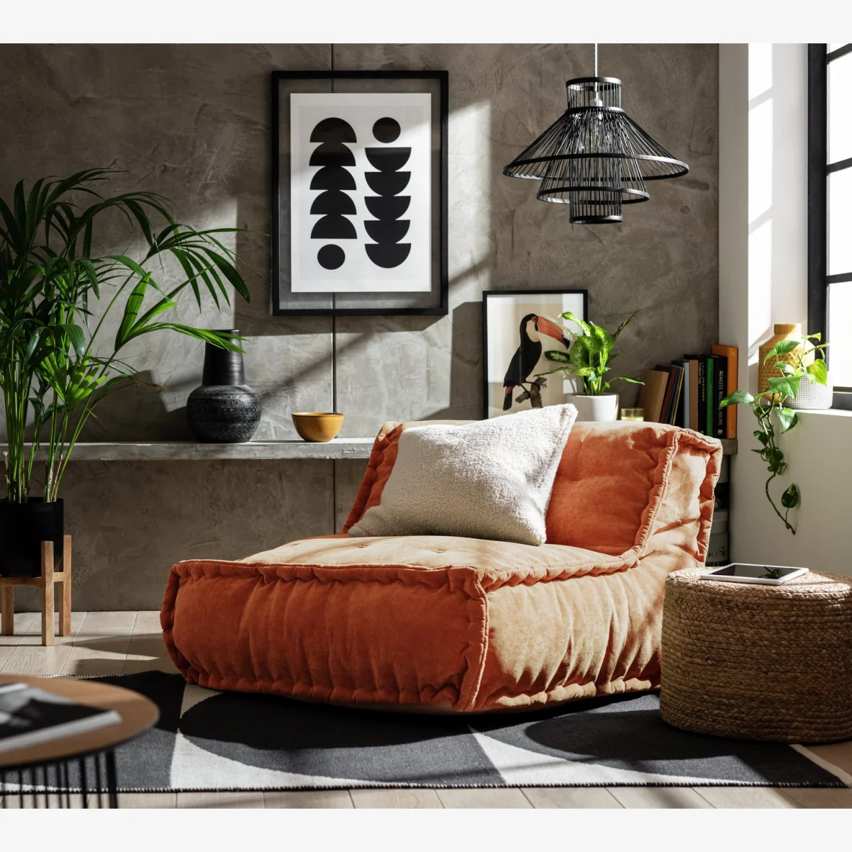 Habitat Estelle Quilted Bean Bag - Rust – image 1