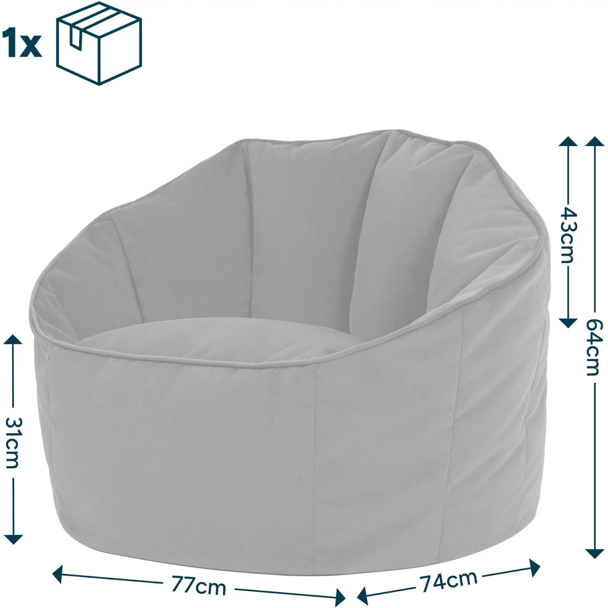 icon Sirena Matt Velvet Bean Bag Accent Chair, Olive - Olive – image 3