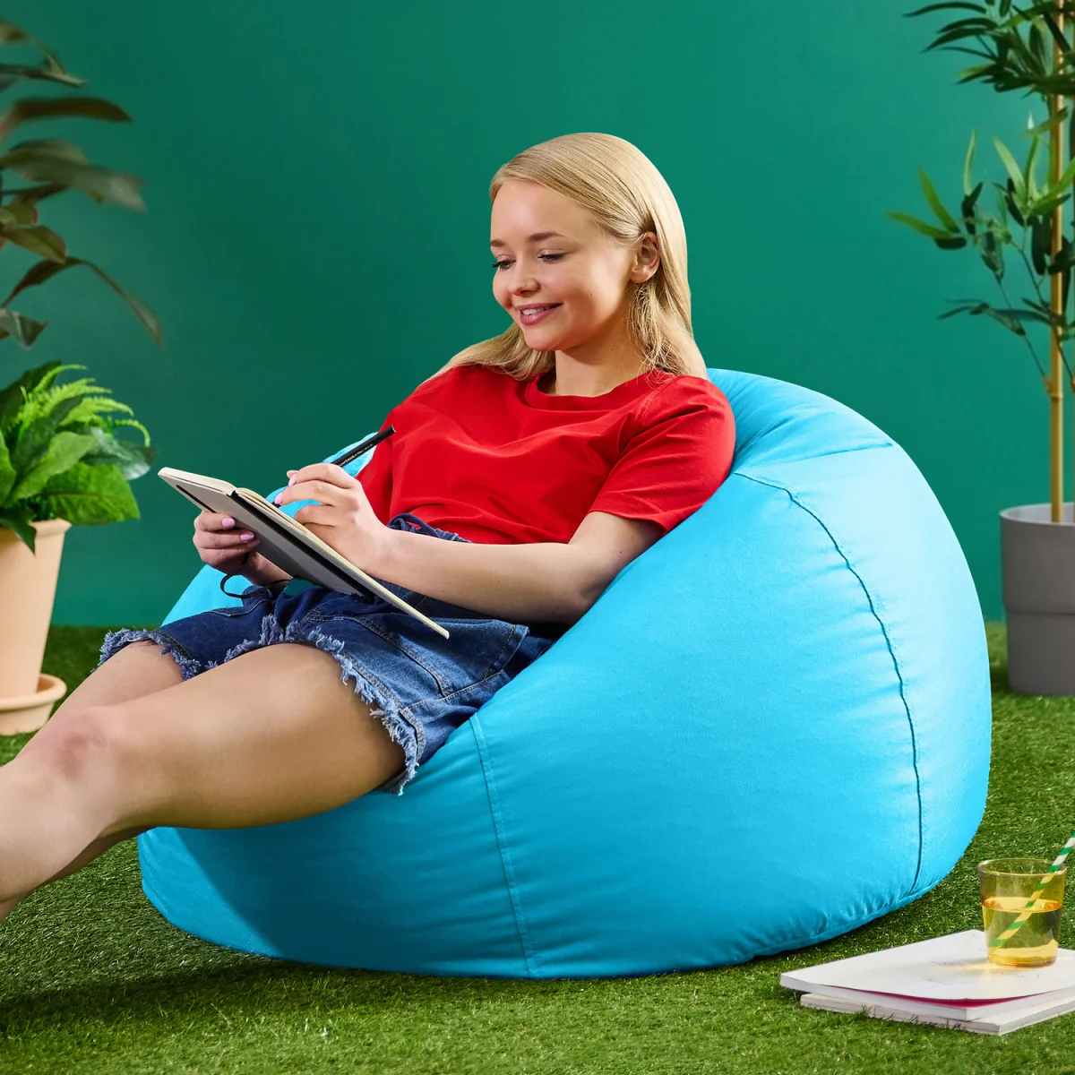 icon Kingston Classic Outdoor Bean Bag and Footstool - Aqua – image 2