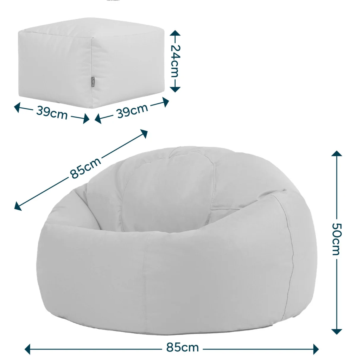 icon Kingston Classic Outdoor Bean Bag and Footstool - Aqua – image 6