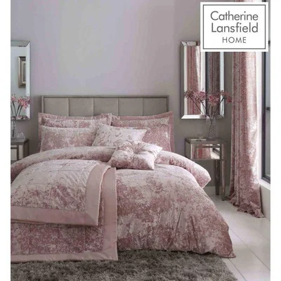 Downtown Catherine Lansfield Crushed Velvet Quiltset Blush