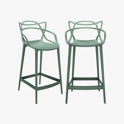 Barker and Stonehouse Pair of Kartell Masters Counter Stools, Green | Barker & Stonehouse
