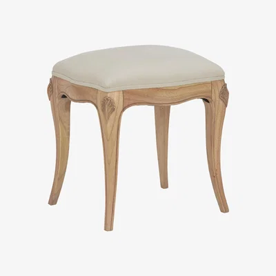 Barker and Stonehouse Lille Upholstered Mindi Stool, Neutral Wood | Barker & Stonehouse