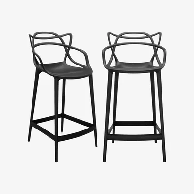 Barker and Stonehouse Pair of Kartell Masters Counter Stools Black
