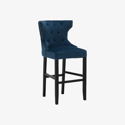 Barker and Stonehouse Kinsey Bar Stool, Blue Velvet | Barker & Stonehouse