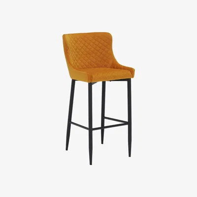 Barker and Stonehouse Rivington Velvet Barstool, Yellow | Barker & Stonehouse