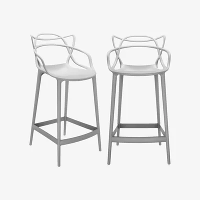 Barker and Stonehouse Pair of Kartell Masters Counter Stools, Grey | Barker & Stonehouse