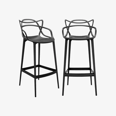 Barker and Stonehouse Pair of Kartell Masters Bar Stools, Black | Barker & Stonehouse