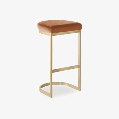 Cult Furniture Matteo Bar Stool, Burnt Orange Recycled Velvet