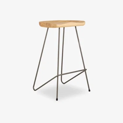 Cult Furniture Norse Metal Kitchen Stool, Natural & Gunmetal