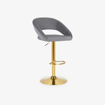 Cult Furniture Chicago Adjustable Kitchen Stool, Grey Velvet