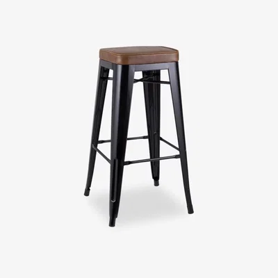 Cult Furniture Xavier Pauchard Tolix Style Metal Bar Stool, Tan & Matte Black