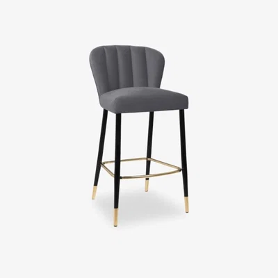 Cult Furniture Tribeca Kitchen Stool, Grey Velvet