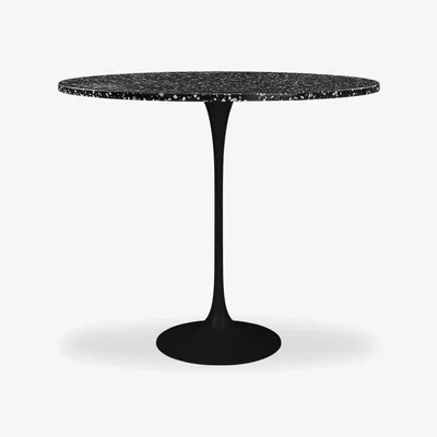 Cult Furniture £170 Off Fulham Round Bar Table, Black Terrazzo & Black Size: 80cm