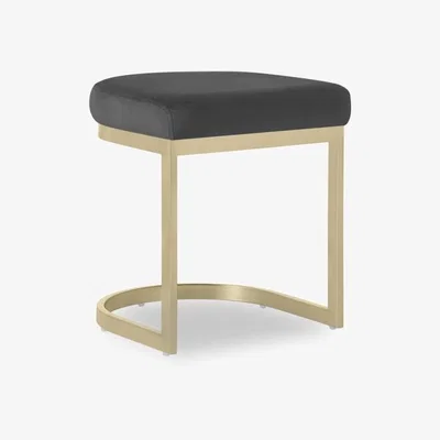 Cult Furniture Matteo Low Stool, Midnight Grey Recycled Velvet