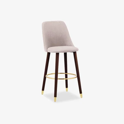 Cult Furniture £50 Off Primrose Bar Stool, Dusky Pink Leg Style: Walnut & Gold