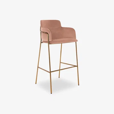 Cult Furniture Harriet Bar Stool, Pink Recycled Velvet