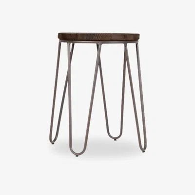 Cult Furniture Hairpin Low Stool, Elm Wood & Rustic Seat Colour: Dark Wood Seat