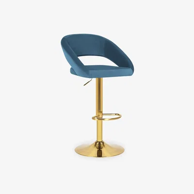 Cult Furniture Chicago Adjustable Kitchen Stool, Midnight Blue Velvet
