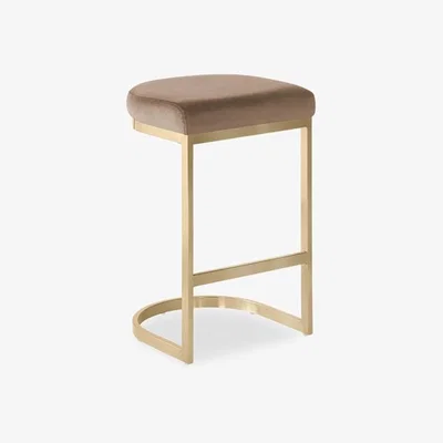 Cult Furniture Matteo Kitchen Stool, Taupe Recycled Velvet