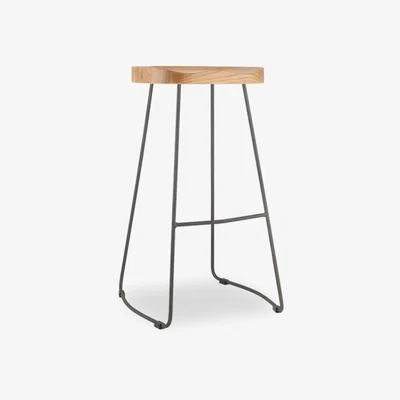 Cult Furniture £10 Off Victoria Metal Bar Stool, Elm Wood & Rustic Seat Colour: Natural Wood Seat