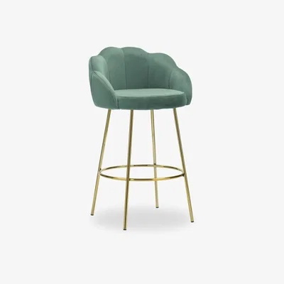 Cult Furniture Ariel Kitchen Stool, Sage Green Velvet Leg Colour: Brass