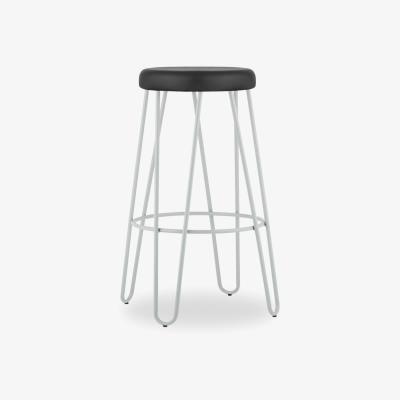 Cult Furniture £20  Off   Hairpin Kitchen Stool, Matte Grey Seat Colour: Black Seat