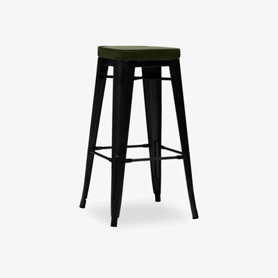 Cult Furniture Xavier Pauchard Tolix Style Metal Bar Stool, Green & Matte Black Seat Colour: Green Seat