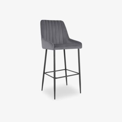 Cult Furniture Baldwin Bar Stool, Grey Velvet