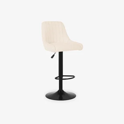 Cult Furniture Baldwin Adjustable Kitchen Stool, Ivory White Boucle & Black Leg Colour: Black