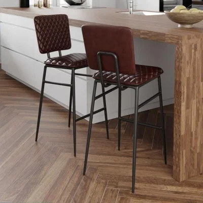 Cult Furniture Elgin Metal Bar Stool, Dark Red