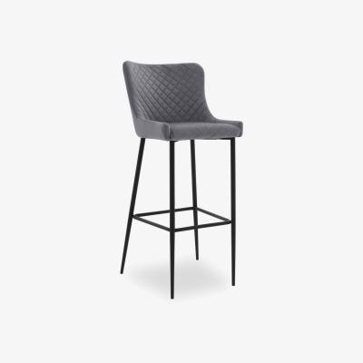 Cult Furniture £40  Off  Brooklyn Bar Stool, Grey Velvet Size: 75cm