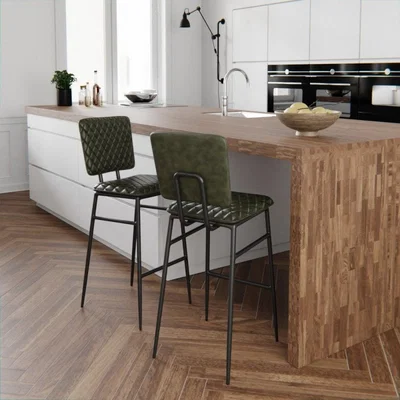 Cult Furniture Elgin Metal Bar Stool, Green