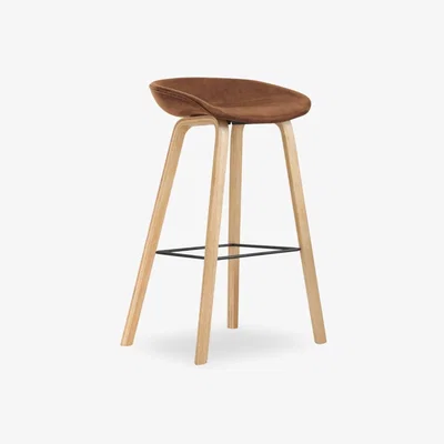 Cult Furniture Milano Bar Stool, Vintage Tan & Natural Leg Colour: Natural