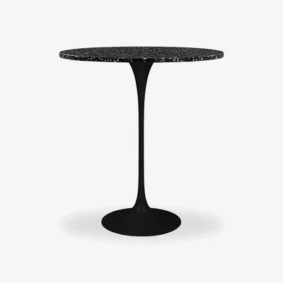 Cult Furniture £190 Off Fulham Round Bar Table, Black Terrazzo & Black Size: 70cm