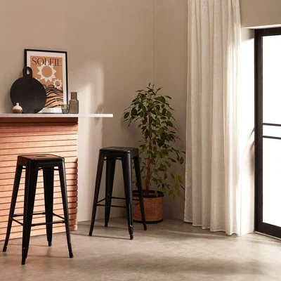 Cult Furniture Xavier Pauchard Tolix Style Metal Bar Stool, Matte Black  Matte