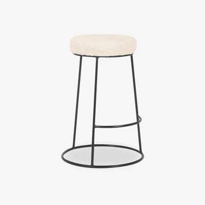 Cult Furniture Austen Kitchen Stool, Ivory White Boucle & Black