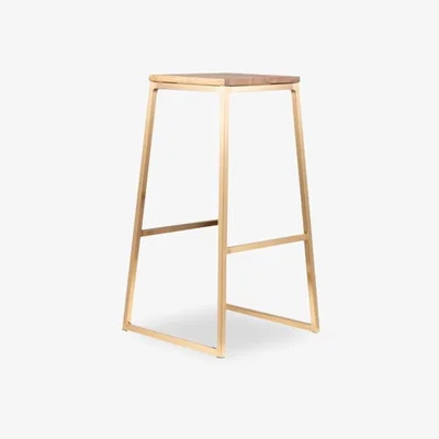 Cult Furniture Consec Metal Kitchen Stool, Elm Wood Leg Colour: Brass