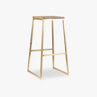 Cult Furniture Consec Metal Bar Stool, Solid Elm Wood Leg Colour: Brass
