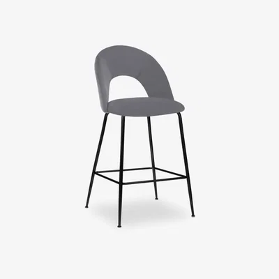Cult Furniture Celine Kitchen Stool, Grey Velvet Leg Colour: Black