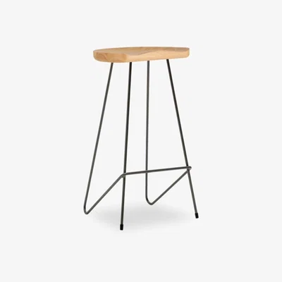 Cult Furniture Norse Metal Bar Stool, Natural & Gunmetal
