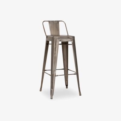 Cult Furniture Xavier Pauchard Tolix Style Metal Bar Stool with Backrest, Gunmetal Size: 75cm
