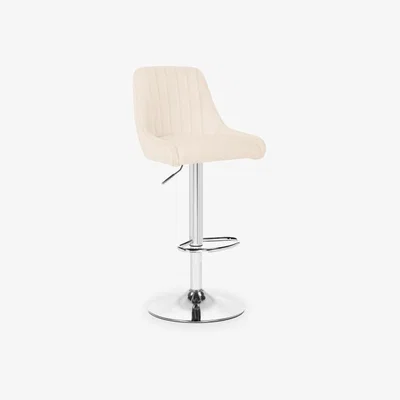 Cult Furniture Baldwin Adjustable Kitchen Stool, Ivory White Boucle & Chrome Leg Colour: Chrome