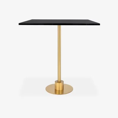 Cult Furniture Harrow Square Bar Table, Black Marble & Brass Size: 80cm